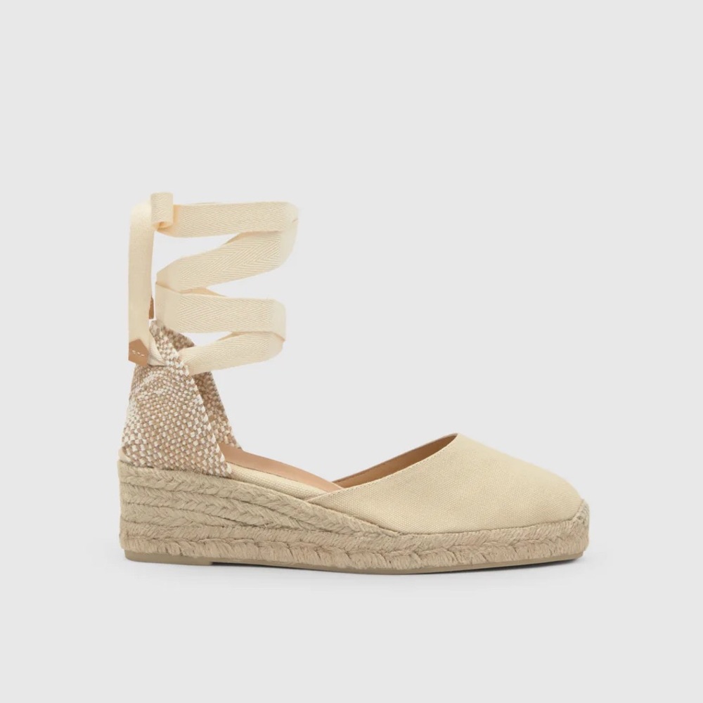 Castañer tan lace up wedges, size 38